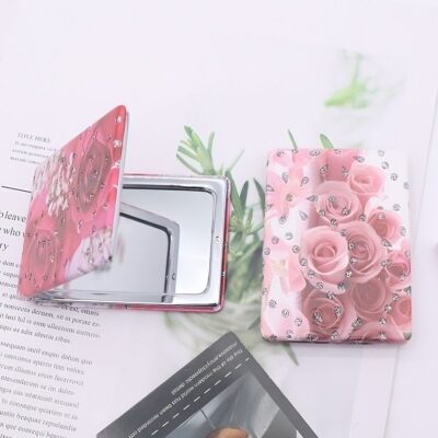 12pk Rose Print Handheld Compact Mirror