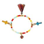 12pk Cross Tassel dangle Stretch Bracelet