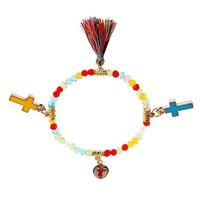 12pk Cross Tassel dangle Stretch Bracelet