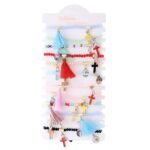 12pk Cross Tassel dangle Stretch Bracelet