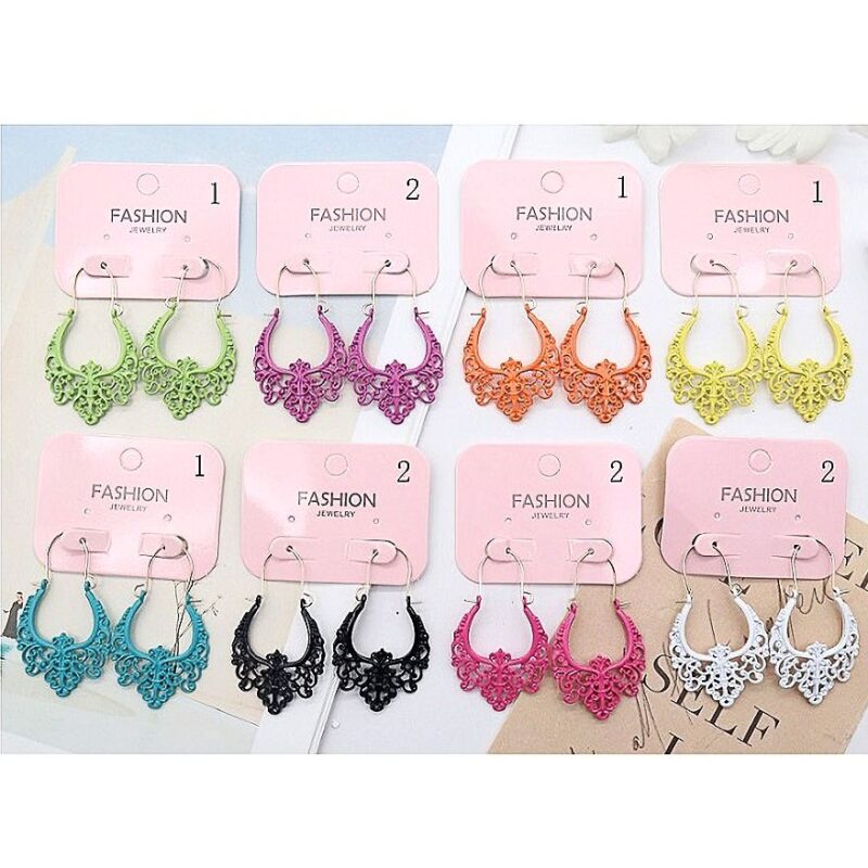 12pk Bohemian Bright Color Dangle Earrings