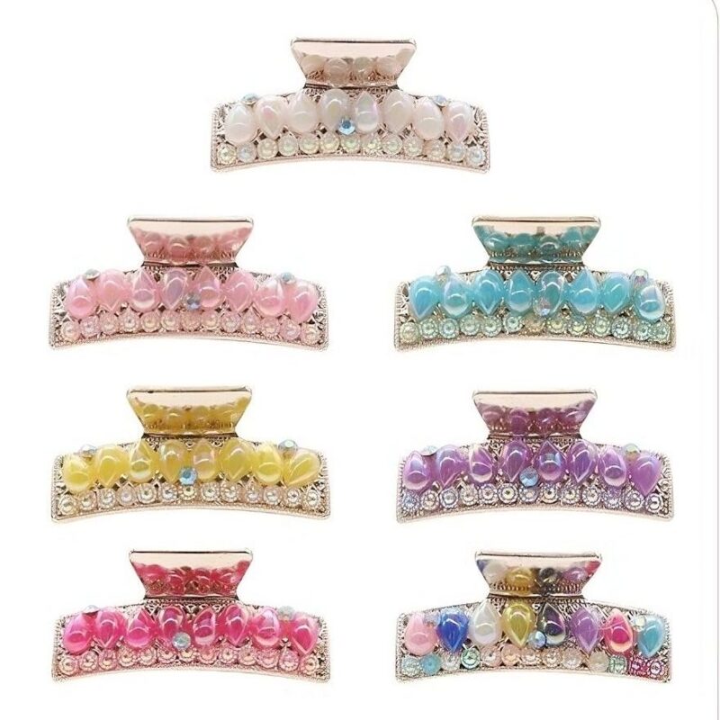 12pk Rectangle Stone Hair Jaw Claw Clip