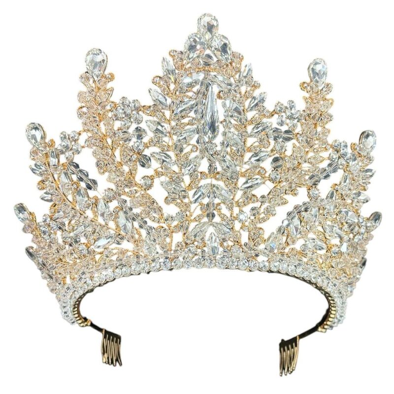 High Top Brilliant Crystal Leaves Queen Pageant Tiara