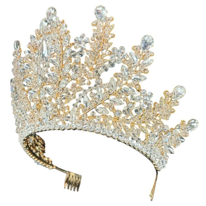 High Top Brilliant Crystal Leaves Queen Pageant Tiara