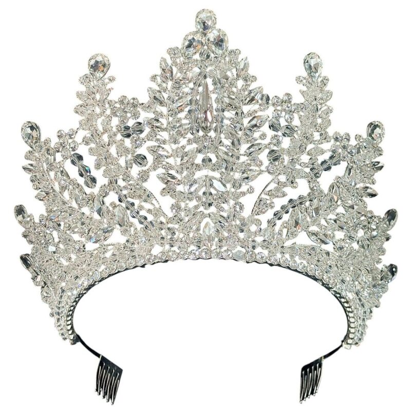 High Top Brilliant Crystal Leaves Queen Pageant Tiara