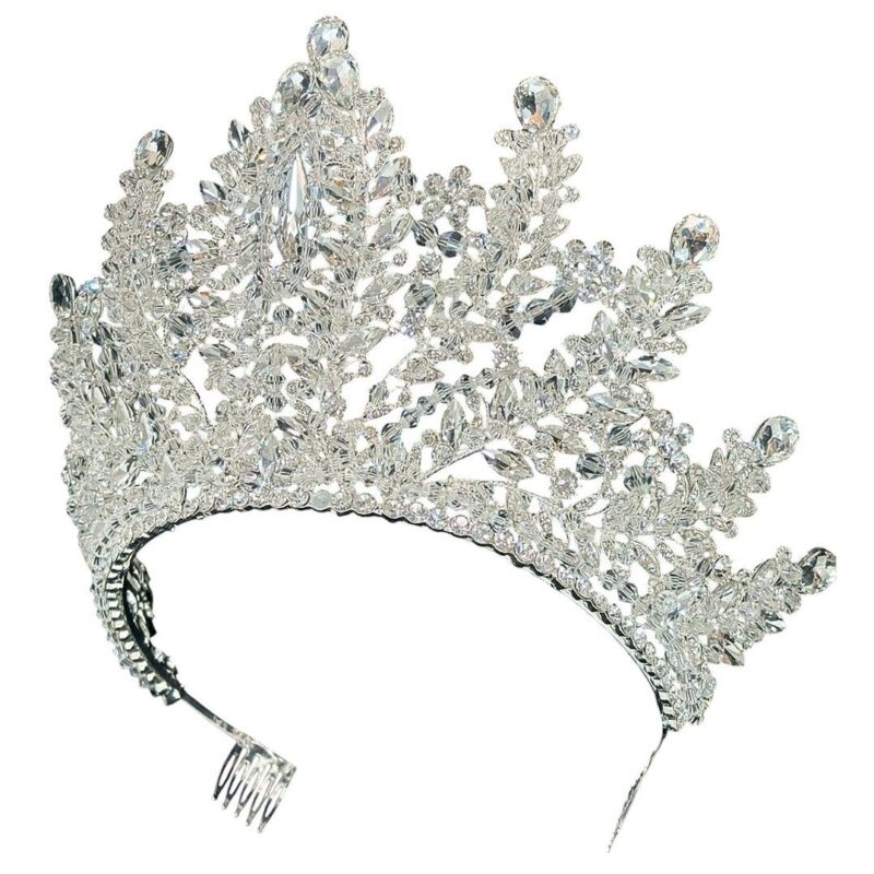 High Top Brilliant Crystal Leaves Queen Pageant Tiara