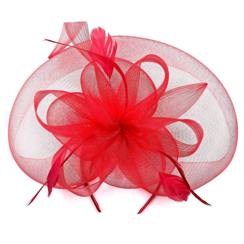 Front Hat Tulle Flower Feather Gatsby Fascinator Hat