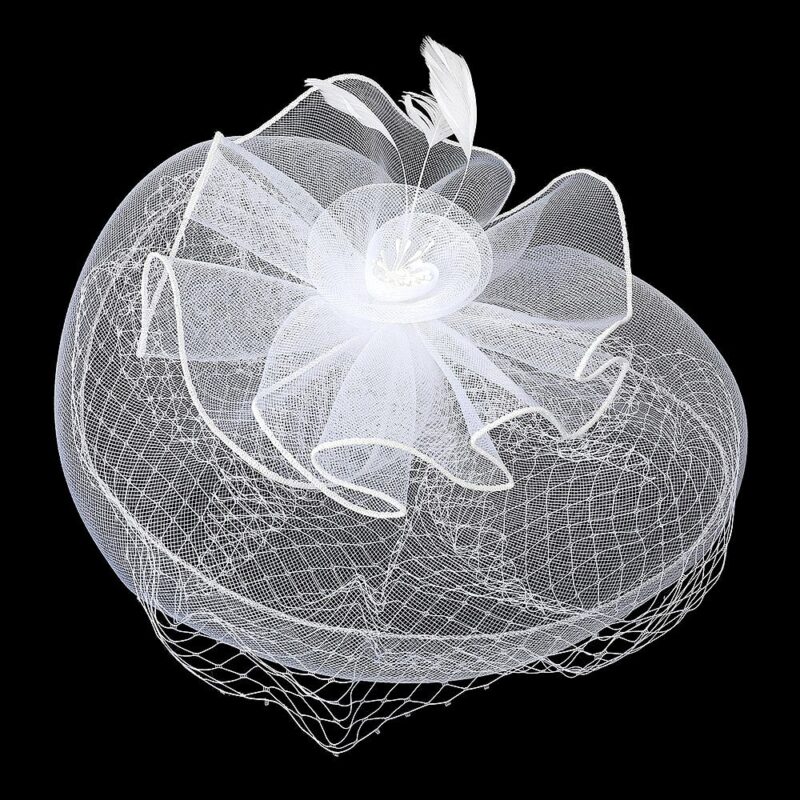 Front Veil Tulle Flower Feather Gatsby Fascinator Hat