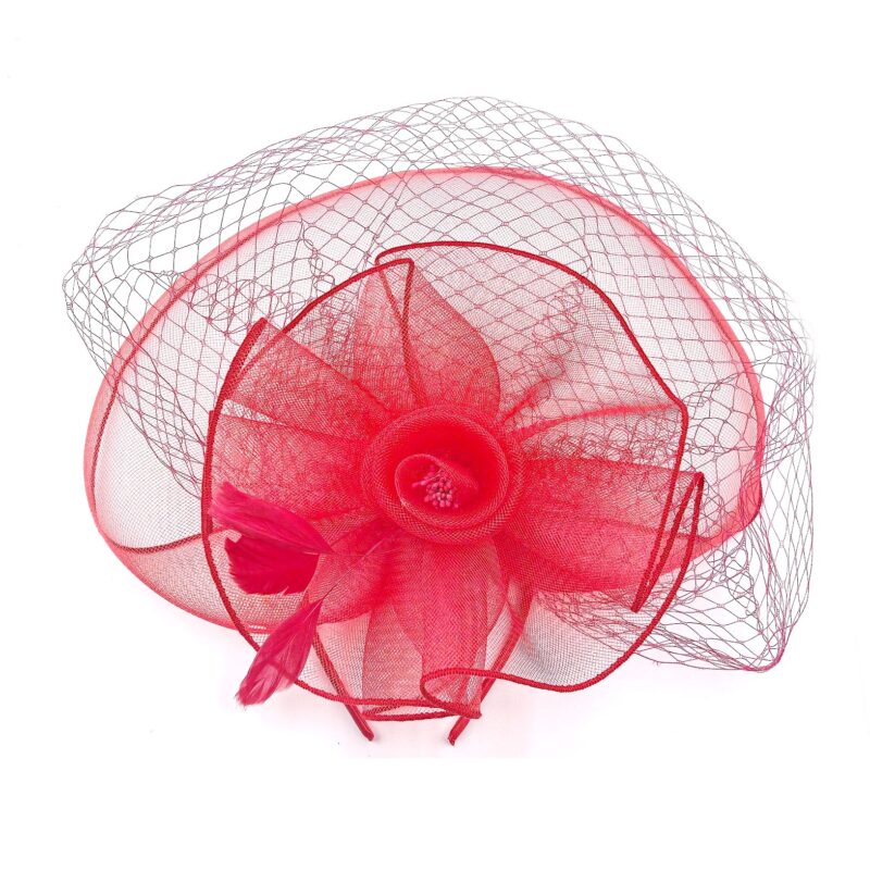 Front Veil Tulle Flower Feather Gatsby Fascinator Hat
