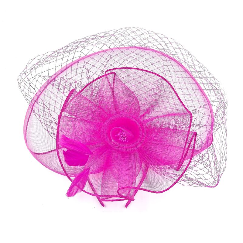 Front Veil Tulle Flower Feather Gatsby Fascinator Hat