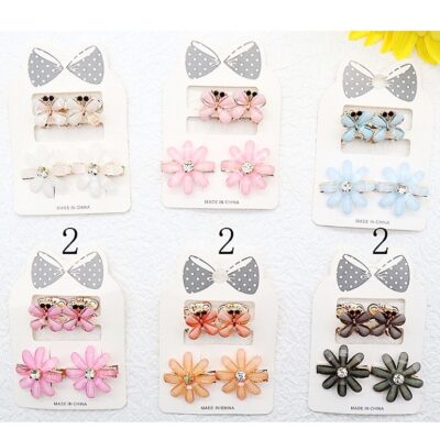 12pk Spring Flower Bow Hair Clip Set