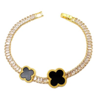Clover Baquette CZ Foldover Tennis Bracelet