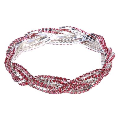 3 Double Lines Twist Rhinestone Stretch Bracelet