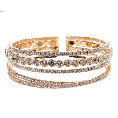 4 LInes CZ Crystal Circle LIne Bracelet
