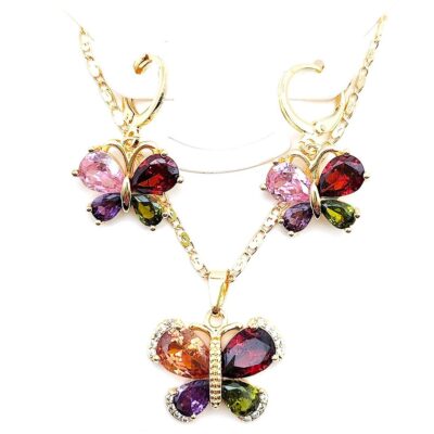 Butterfly Crystal Rhinestone Necklace Set