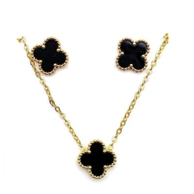 Clover Chain Necklace Set with Pendant and Charm