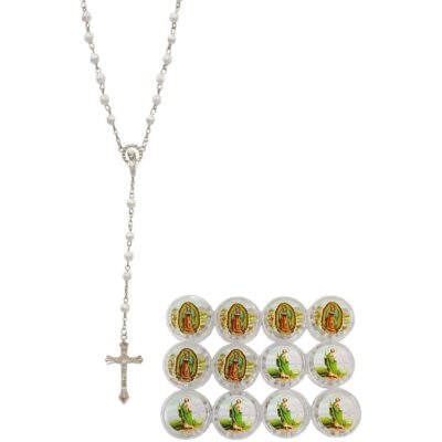 White Pearl Rosary Crucifix Bracelet