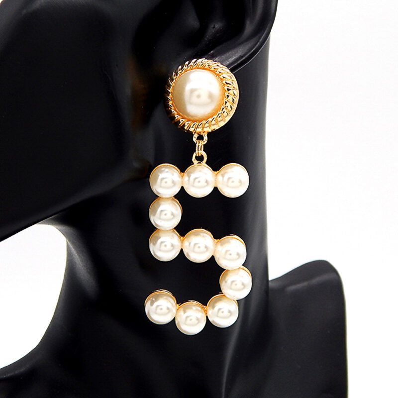 No 5 Bold Glass Chunky Dangling Earrings