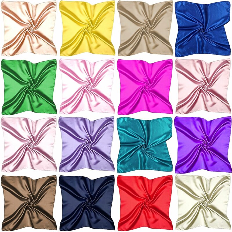 Solid Color Silky Satin Square Scarf