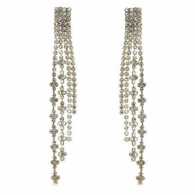 Floral Lines Waterfall Rhinestone Earrings