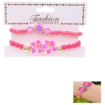 Aloha Stretch Bracelet: Double Hawaiian Flowers