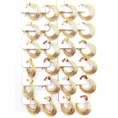 Gold Mini Hoop Triple Circle Earrings