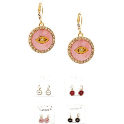 Evil Eys Rhinestone Mini Hoop Earrings