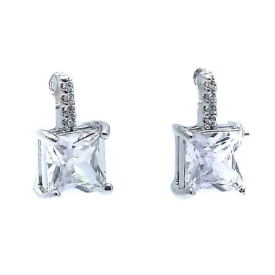 Tiny Square Bar Radiant Cubic Zirconia Stud Earrings