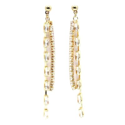 Baquette Square CZ Dangle Lines Earrings