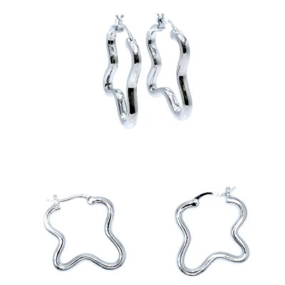 Polish Wave Squiggly Design Hoop Earrings