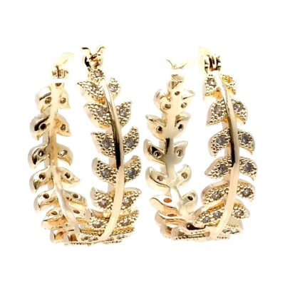 Laurel Tree Leaves Wreath Theme Hoop Earrings