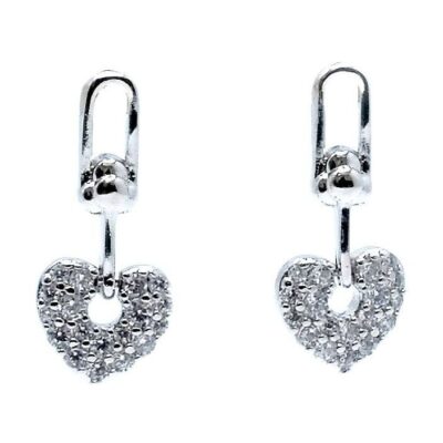 Cubic Zirconia Heart Dangle Moving Earrings
