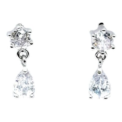 Marquise Oval w Crown Crystal CZ Dangle Earrings