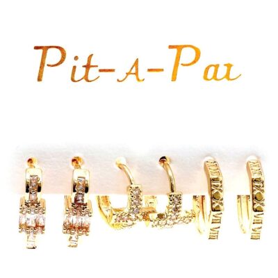 3 Pair Cross Latin Theme Mini Hoop Earrings Set
