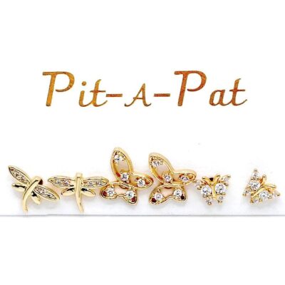 3 Pair Butterfly Dragonfly Mini Stud Earrings