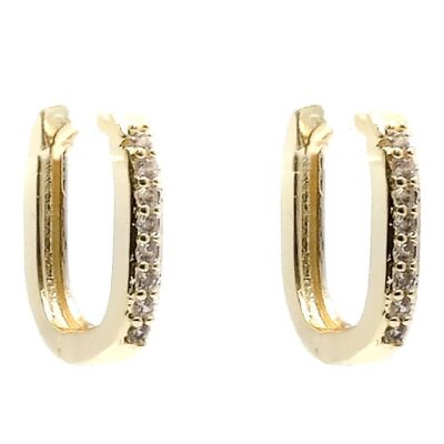 Chic Crystal Side U Shape Mini Hoop Earrings