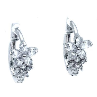 Bloom Flower Cubic Zirconia Mini Hoop Earrings