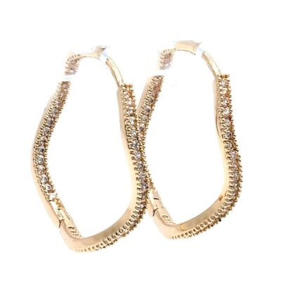 Cubic Zirconia Wave Squiggly Hoop Earrings