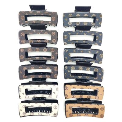 B Monogram PU Patch Hair Jaw Clip