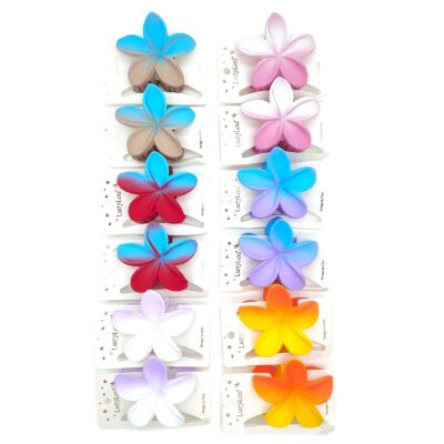 Two Tone Matte Plumeria Flower Hair Claw