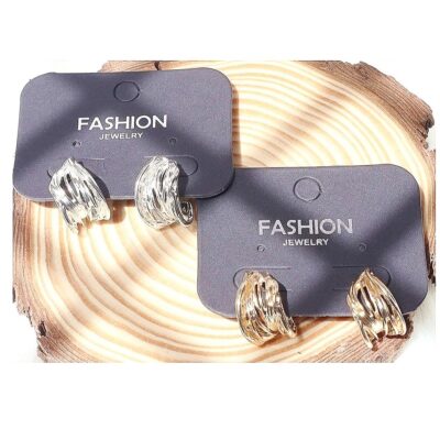 Elegant Gold Silver Natural Hoop Earrings 12 Pack