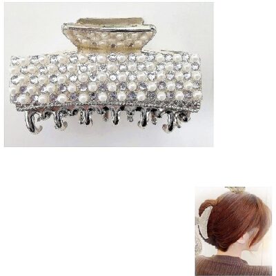 Rectangle Multi Pearls Deco Claw Clip