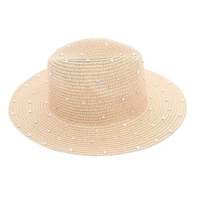 Ultra Light Rhinestone Braided Straw Fedora Hat