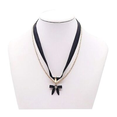Bow Ribbon Pendant Chain Necklace