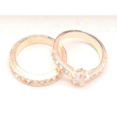 Stackable Rhinestone Dual Bridal Rings