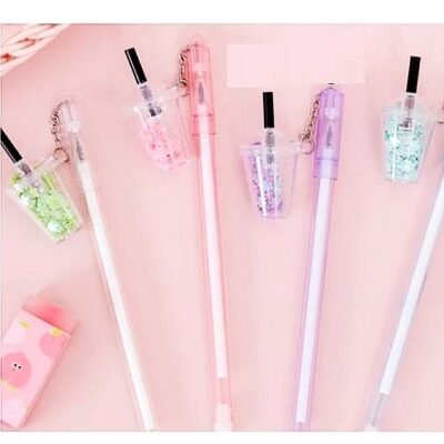 Transparent Boba Glitter Lid Pens