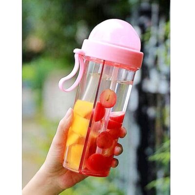 Two Separated Dual Straw Drink Bottles