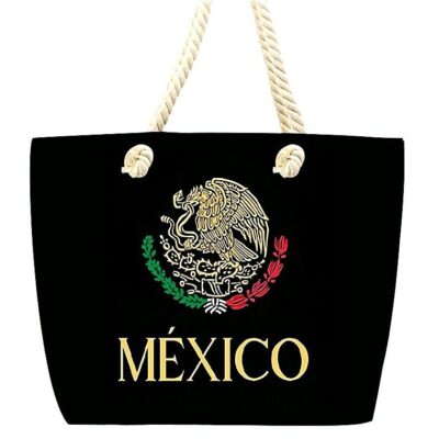 Black Maxico Flag Eco Canvas Tote Bag