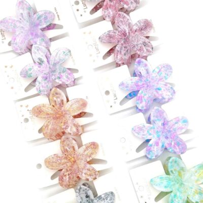 12pk Flower Pattern Hawaii Plumeria Hair Claw