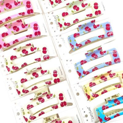 12pk Square Cheery Print Hair Claw Pin